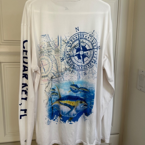 Mens XL Sun Swim Fishing T Shirt Tropical Fish Nautical Cedar Key, Florida  Boat - Picture 1 of 8